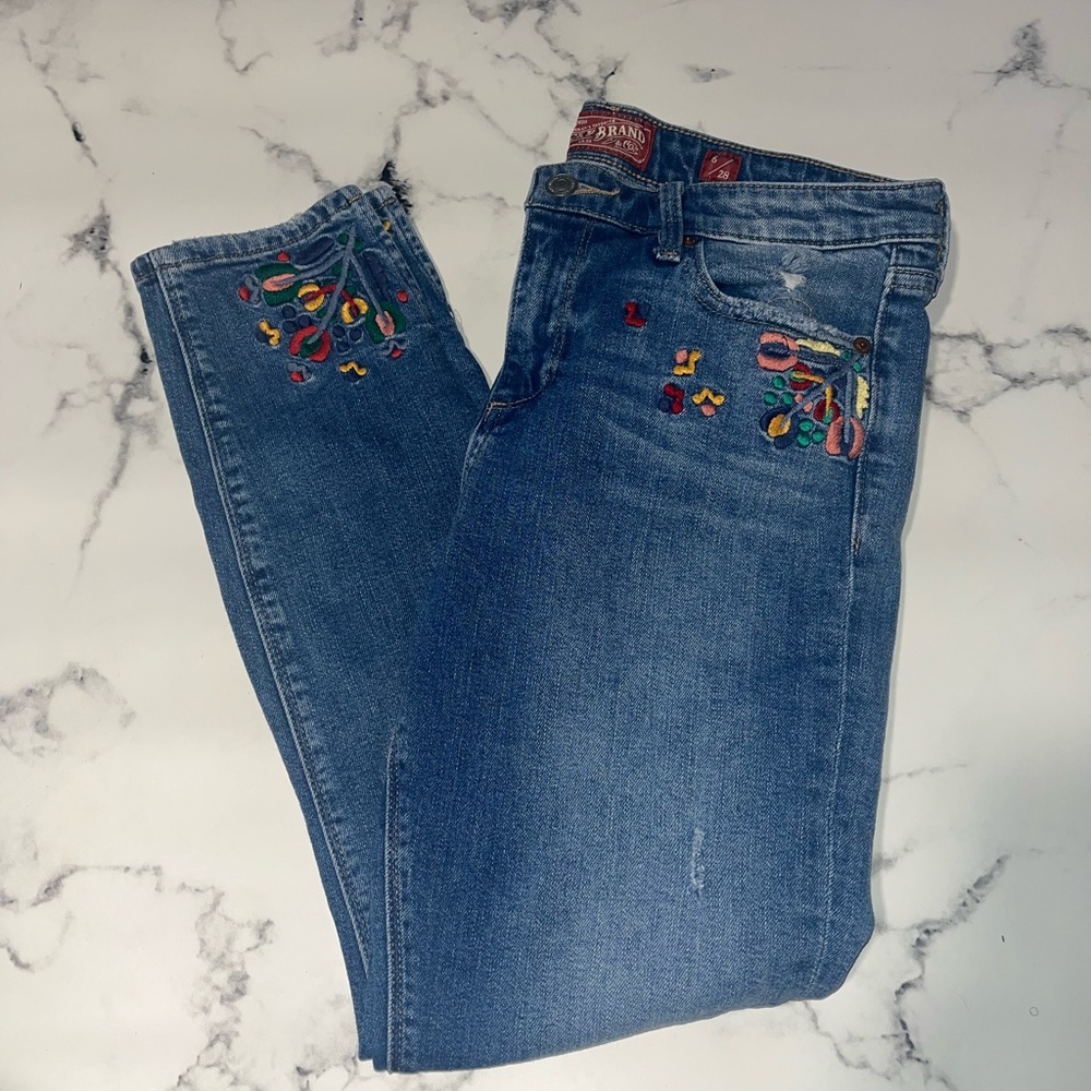 Lucky Brand Embroidered Ava Skinny Crop Jeans